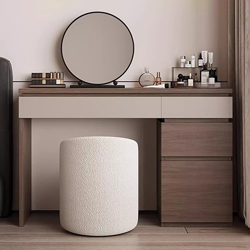 Makeup Beauty Lounge - Ahşap Raflı Makyaj Masası Modern Köşe