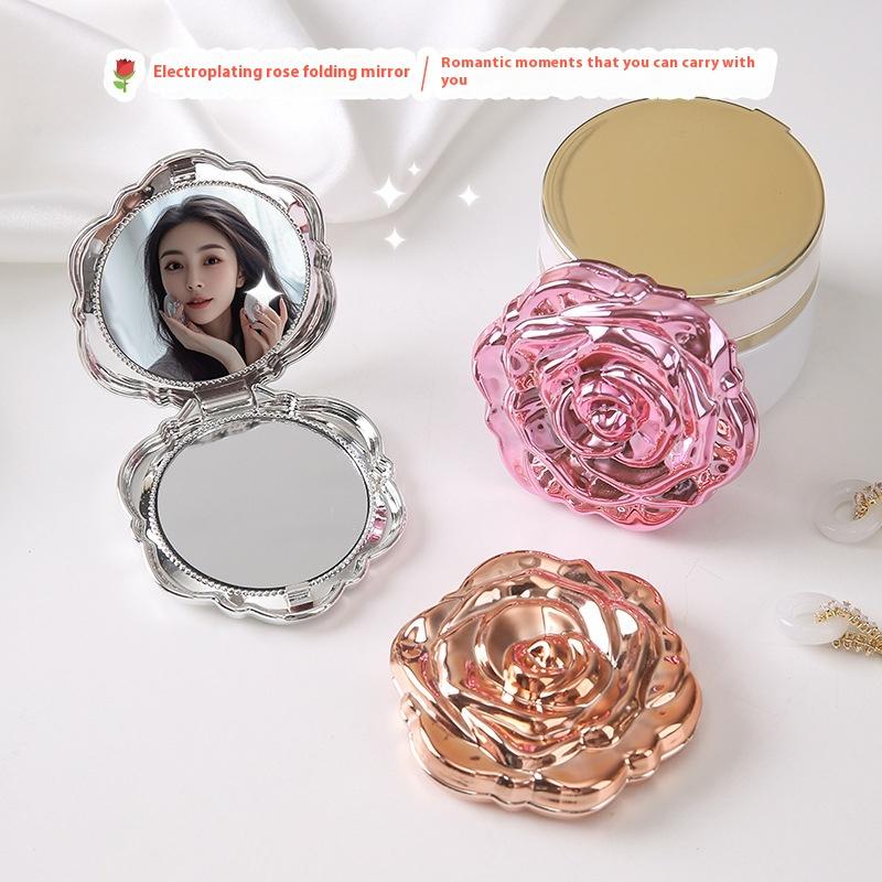 Beauty Rose Makeup - 1 adet taşınabilir Mini ayna Retro