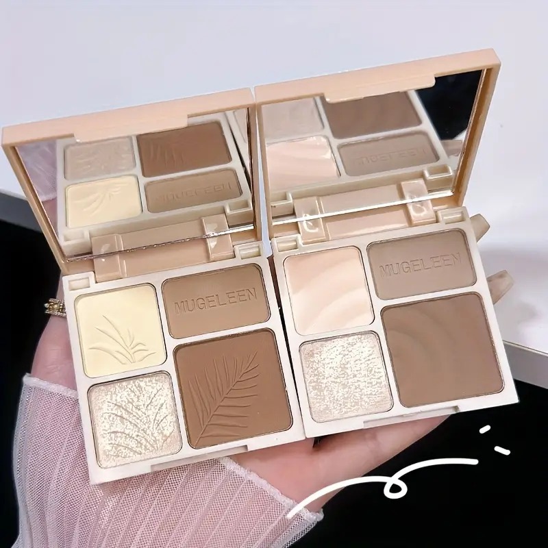 Highlighter Bronzer Palette - Dört Renk Vurgulama ve Şekillendirme Aynalı