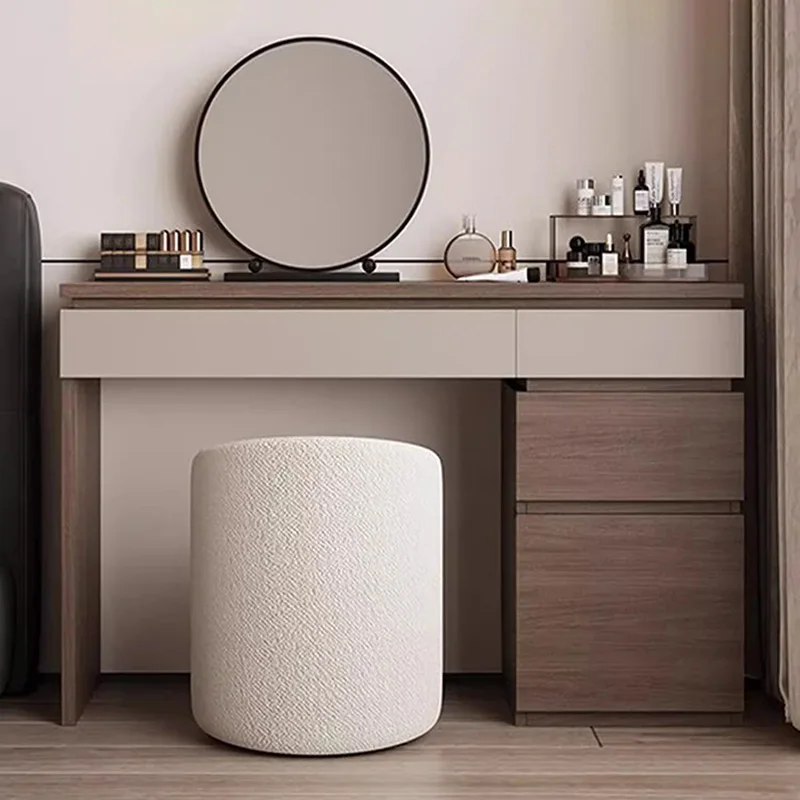 Makeup Beauty Lounge - Ahşap Raflı Makyaj Masası Modern Köşe